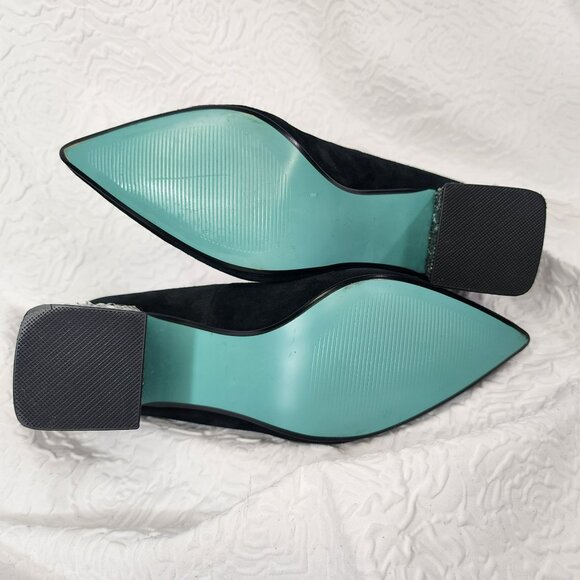 Betsy Johnson Women's Black Suede silver rhinestone chunky heel pump size 6.5 - Picture 4 of 8